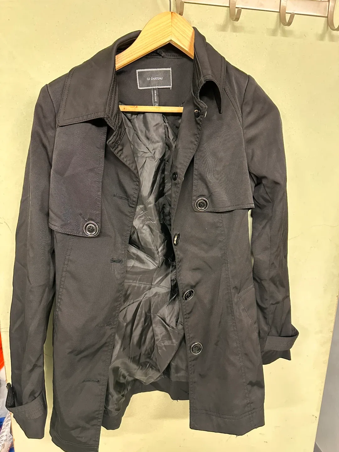 Le Chateau Black Trench Coat - Size XXS thumbnail