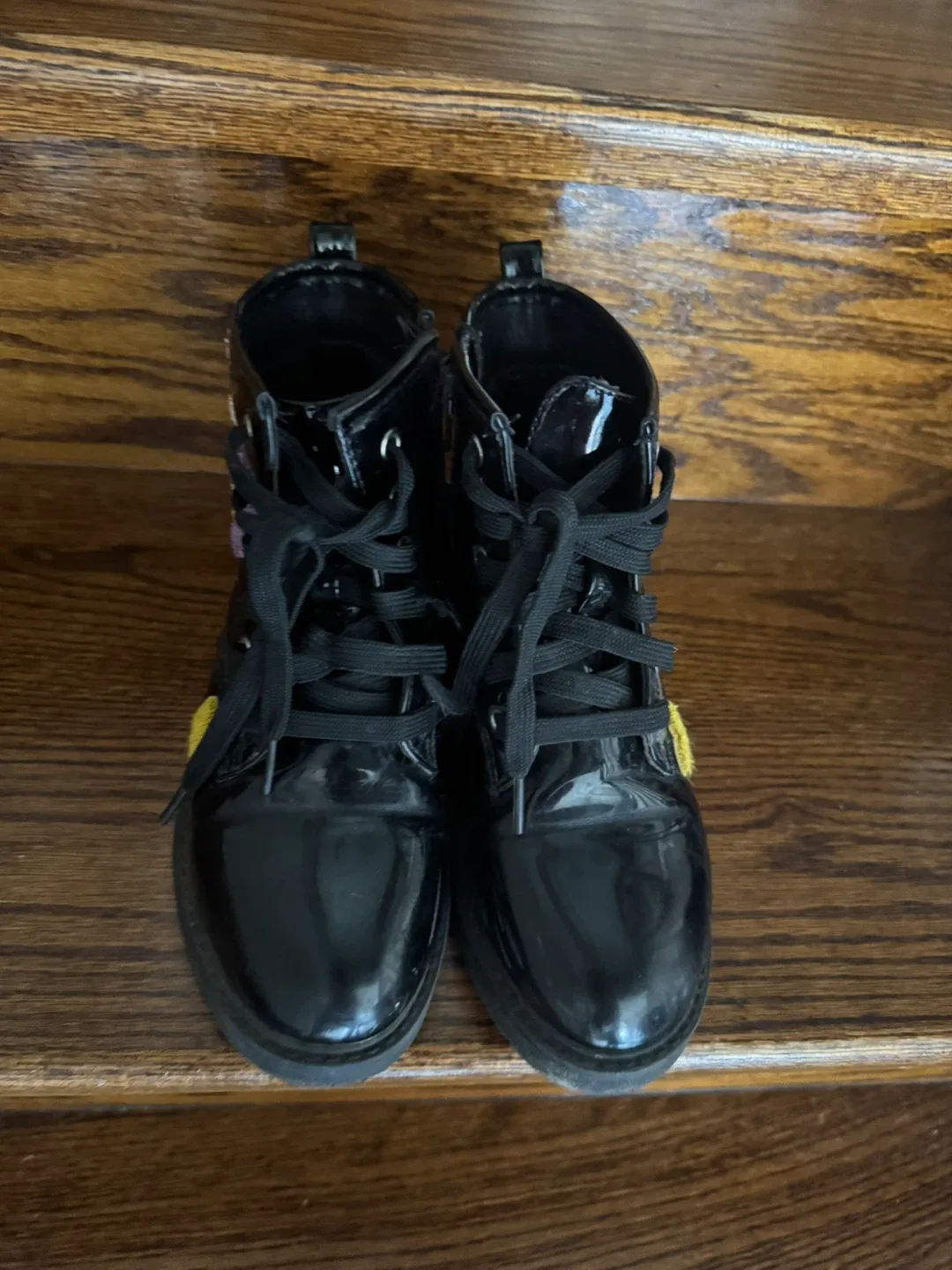 George Black Boots Size 1 with Flower Details image indicator(2)