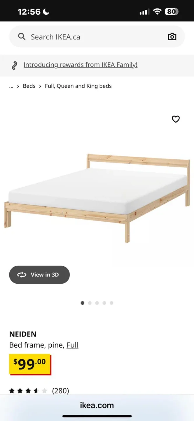 IKEA Neiden Full Bed Frame - Pine