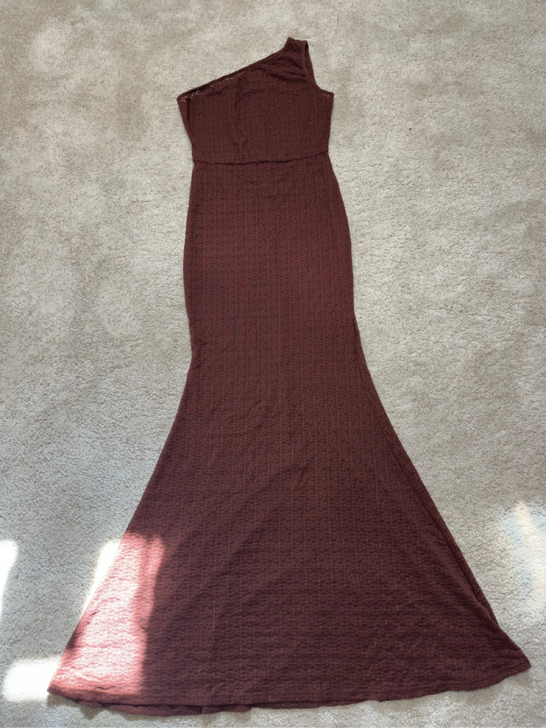 Fashion Nova Brown One-Shoulder Dress - Size M