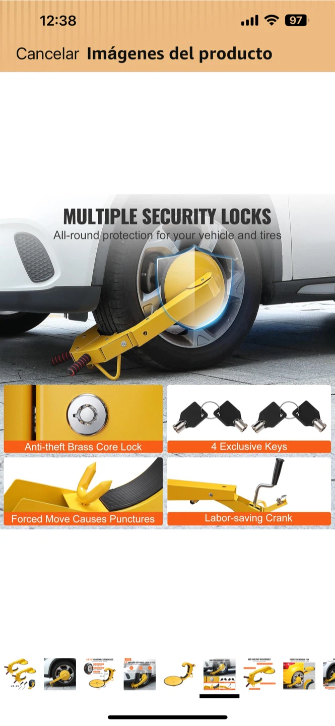 VEVOR Wheel Lock Tire Clamp - Yellow - photo 4