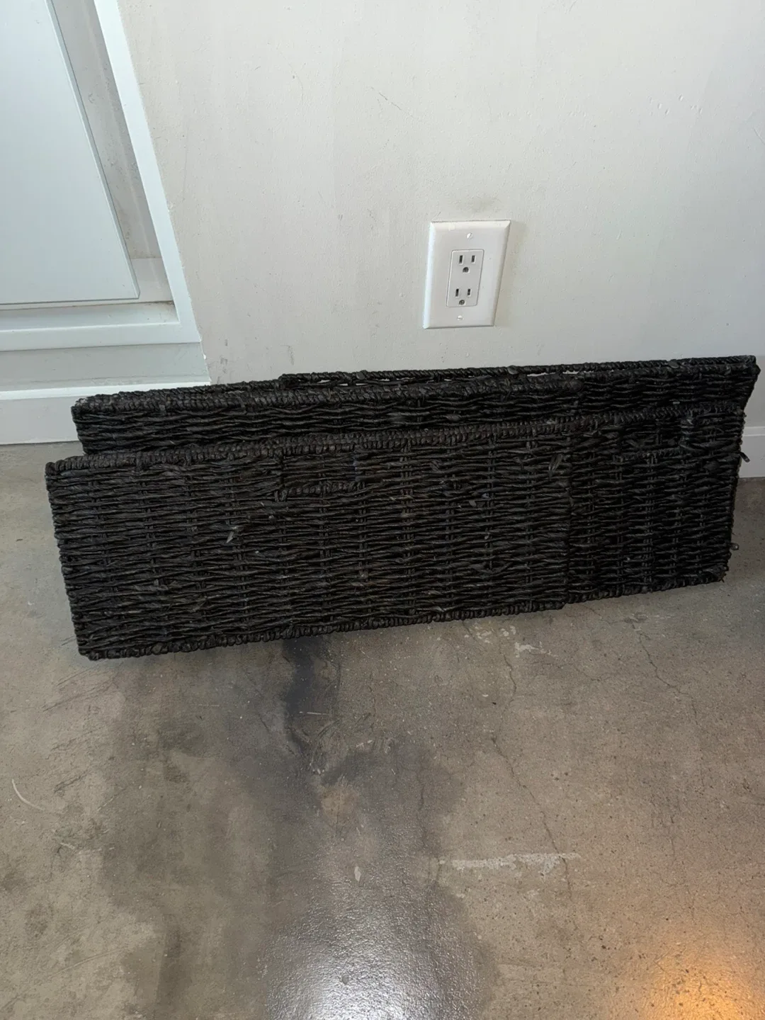 2 Rectangle Handmade Twisted Wicker Baskets Organization Bins image indicator(2)