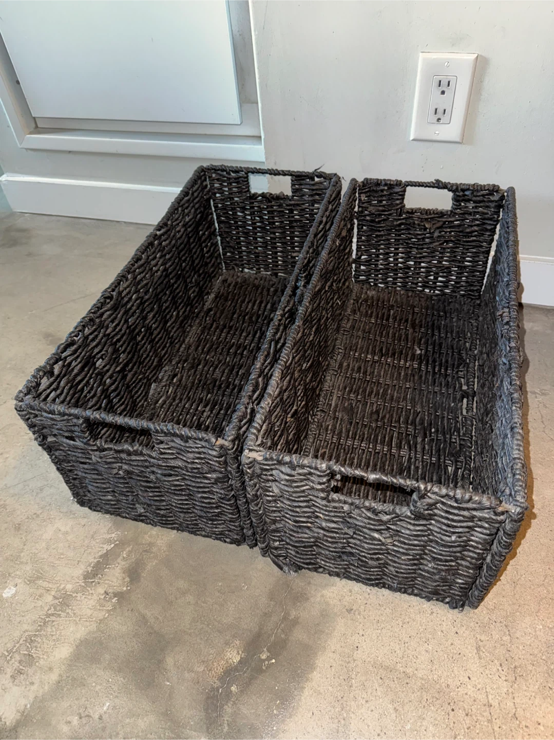 2 Rectangle Handmade Twisted Wicker Baskets Organization Bins - photo 3