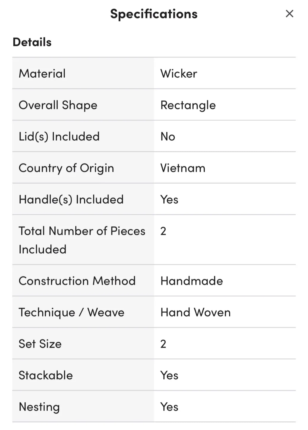 2 Rectangle Handmade Twisted Wicker Baskets Organization Bins image indicator(9)