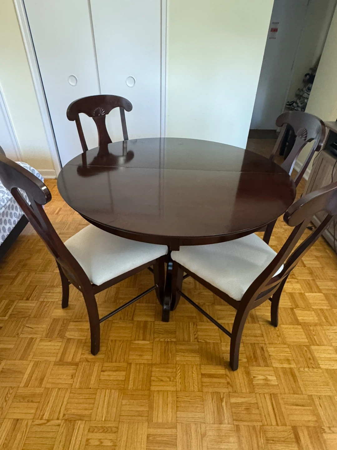 Dining Table with 4 Chairs - Dark Wood