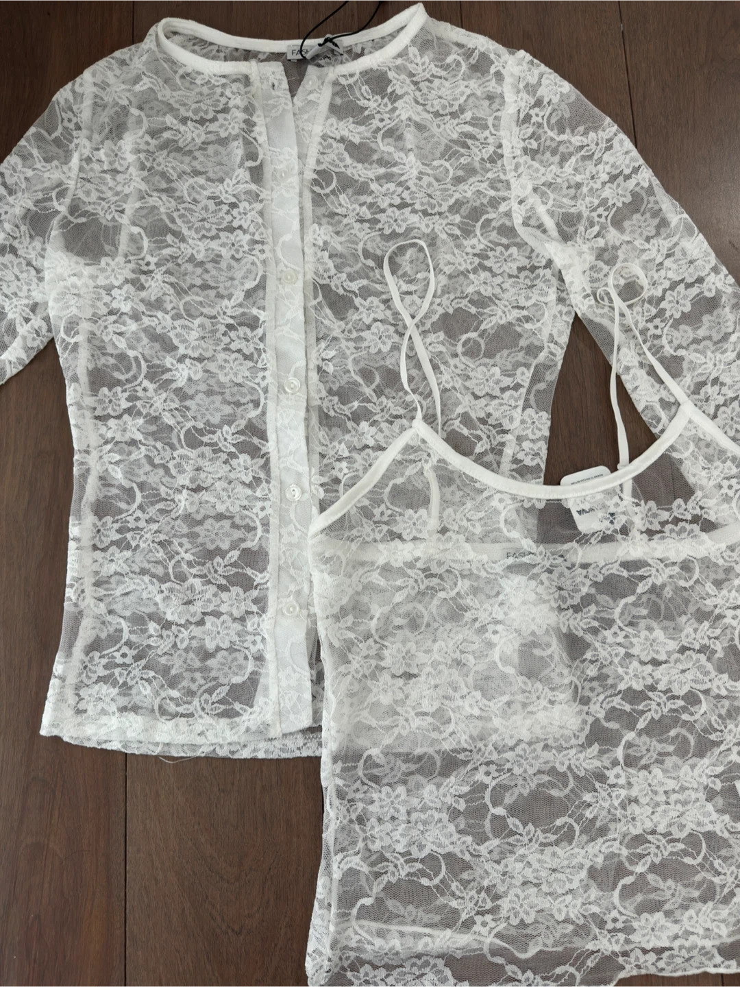 NEW Fashion Nova White Lace Cardigan Set - photo 2