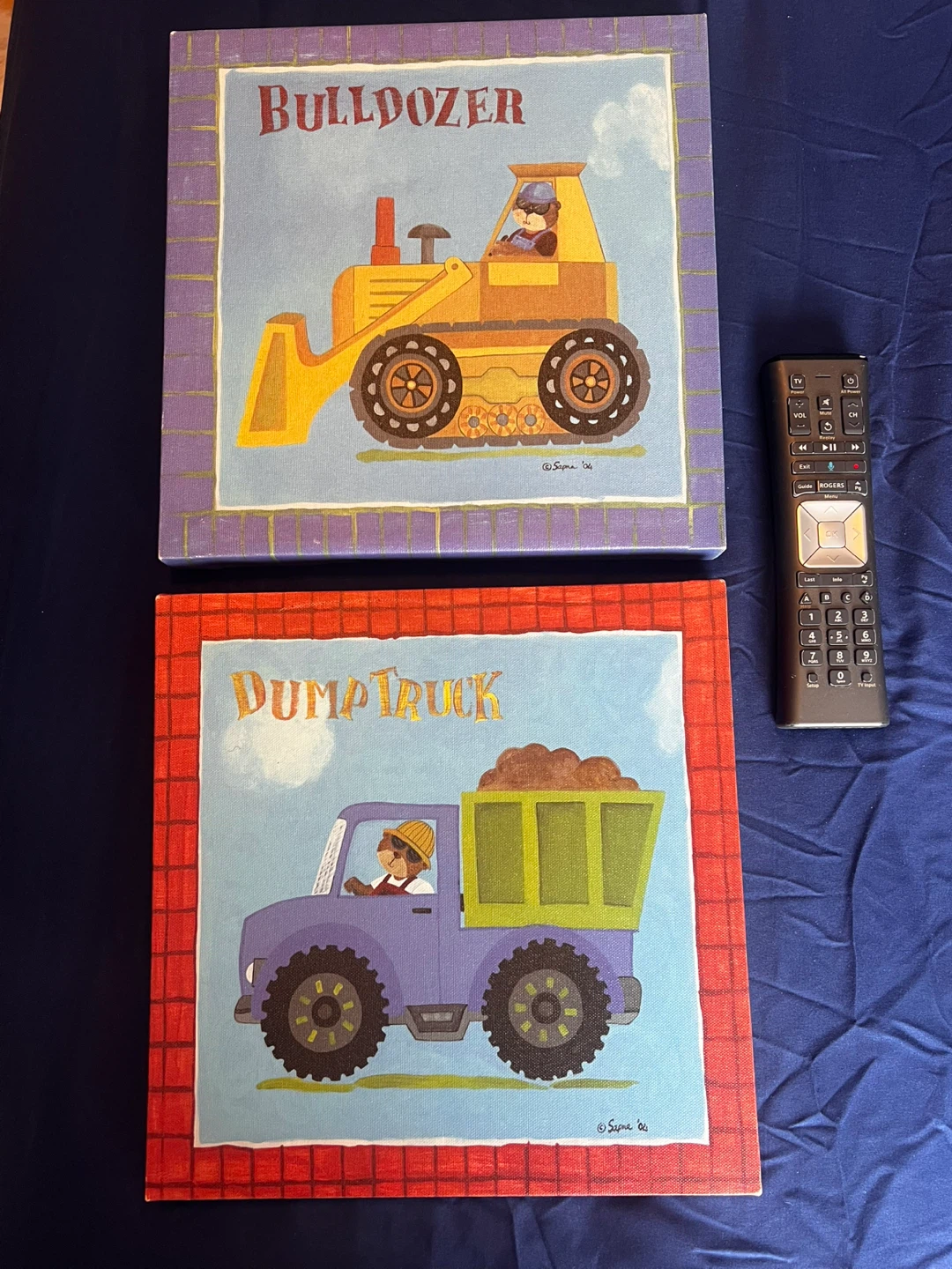 Bulldozer & Dump Truck Wall Art Set