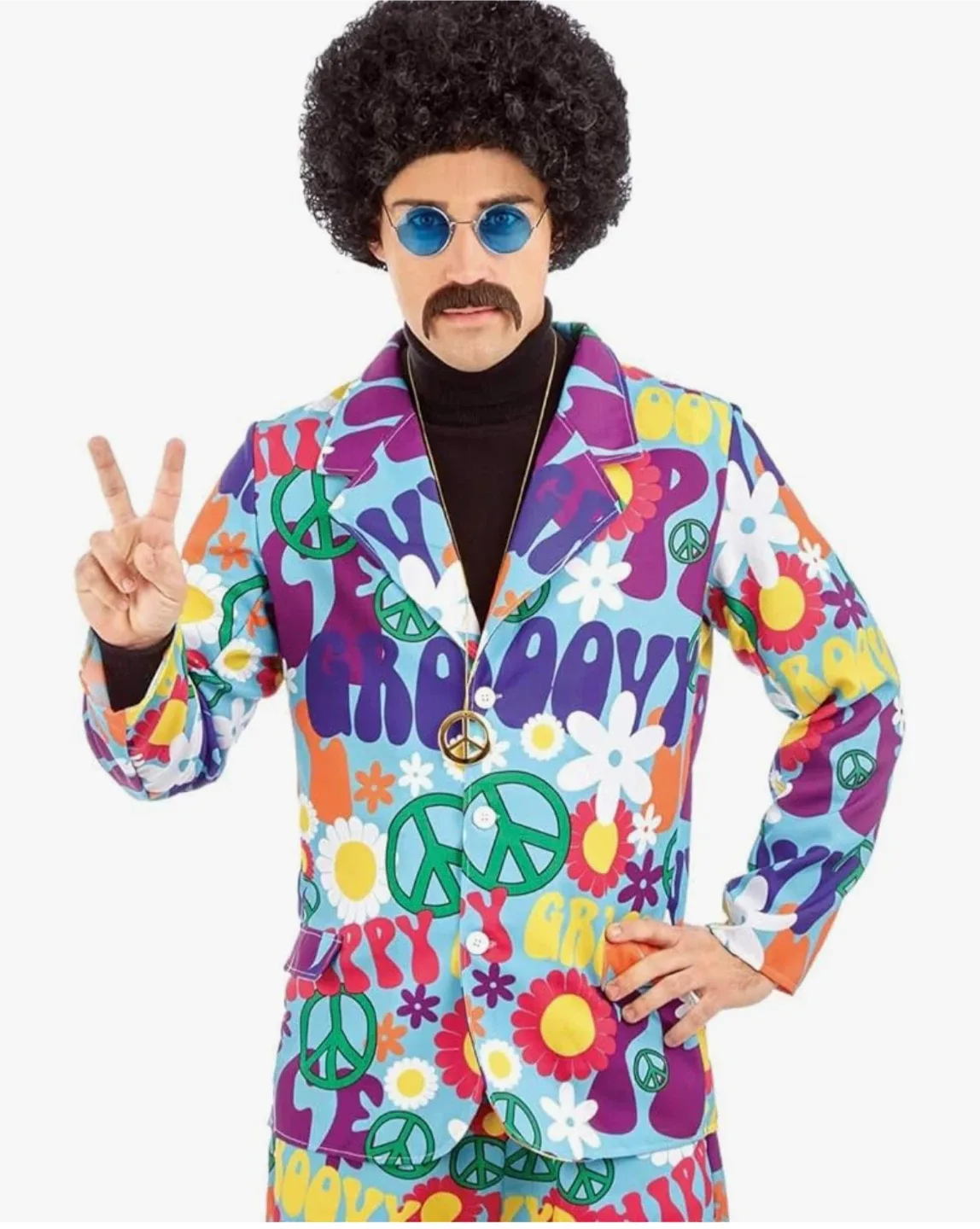 70s Hippie Costume Set - Jacket, Pants, Wig, Glasses, Necklace image indicator(2)