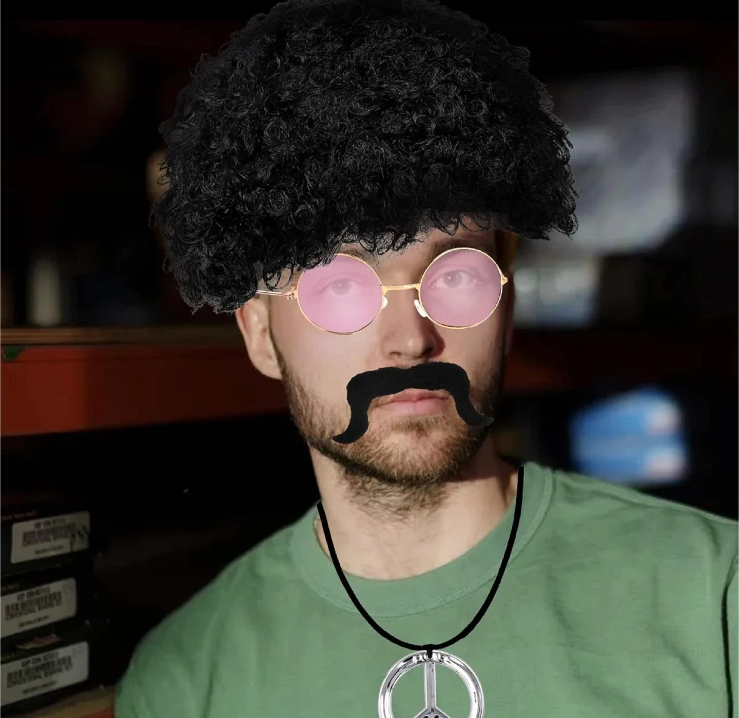 70s Hippie Costume Set - Jacket, Pants, Wig, Glasses, Necklace image indicator(6)