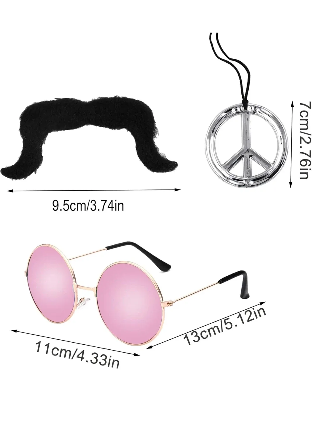 70s Hippie Costume Set - Jacket, Pants, Wig, Glasses, Necklace image indicator(4)