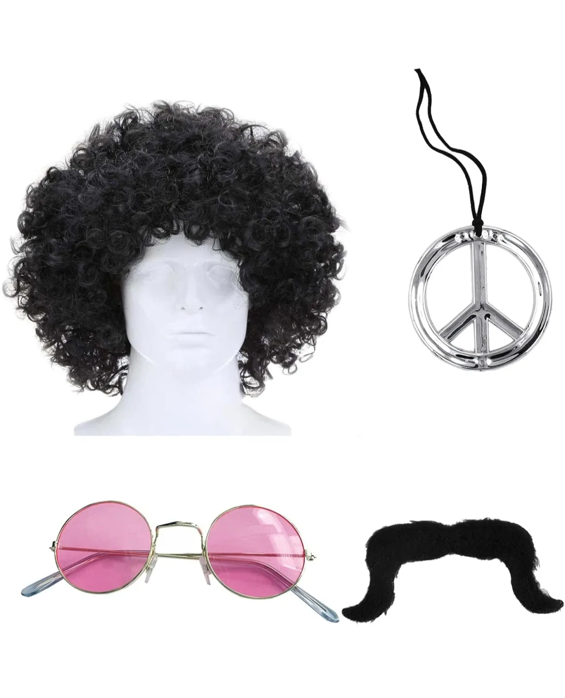 70s Hippie Costume Set - Jacket, Pants, Wig, Glasses, Necklace image indicator(5)