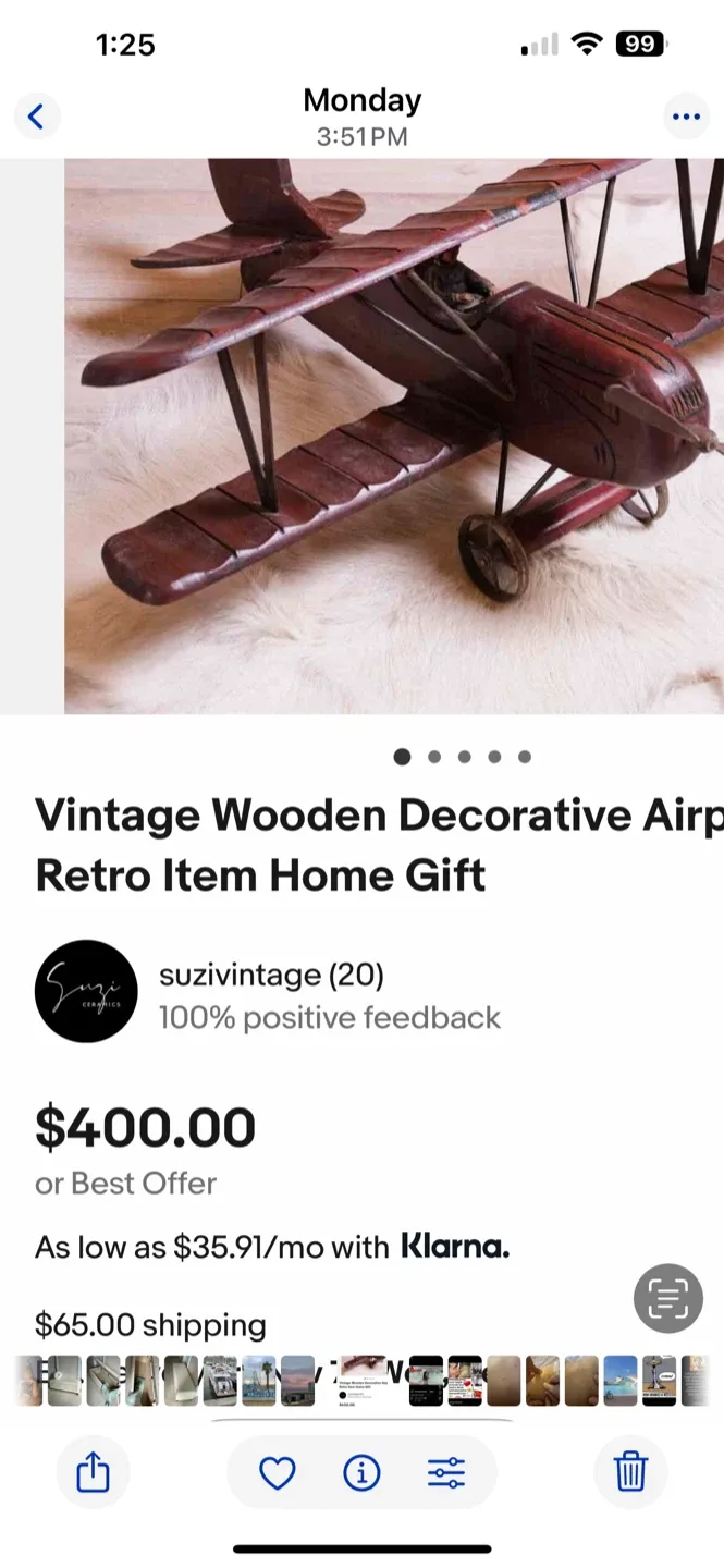 Vintage Style Red Biplane Model image indicator(9)