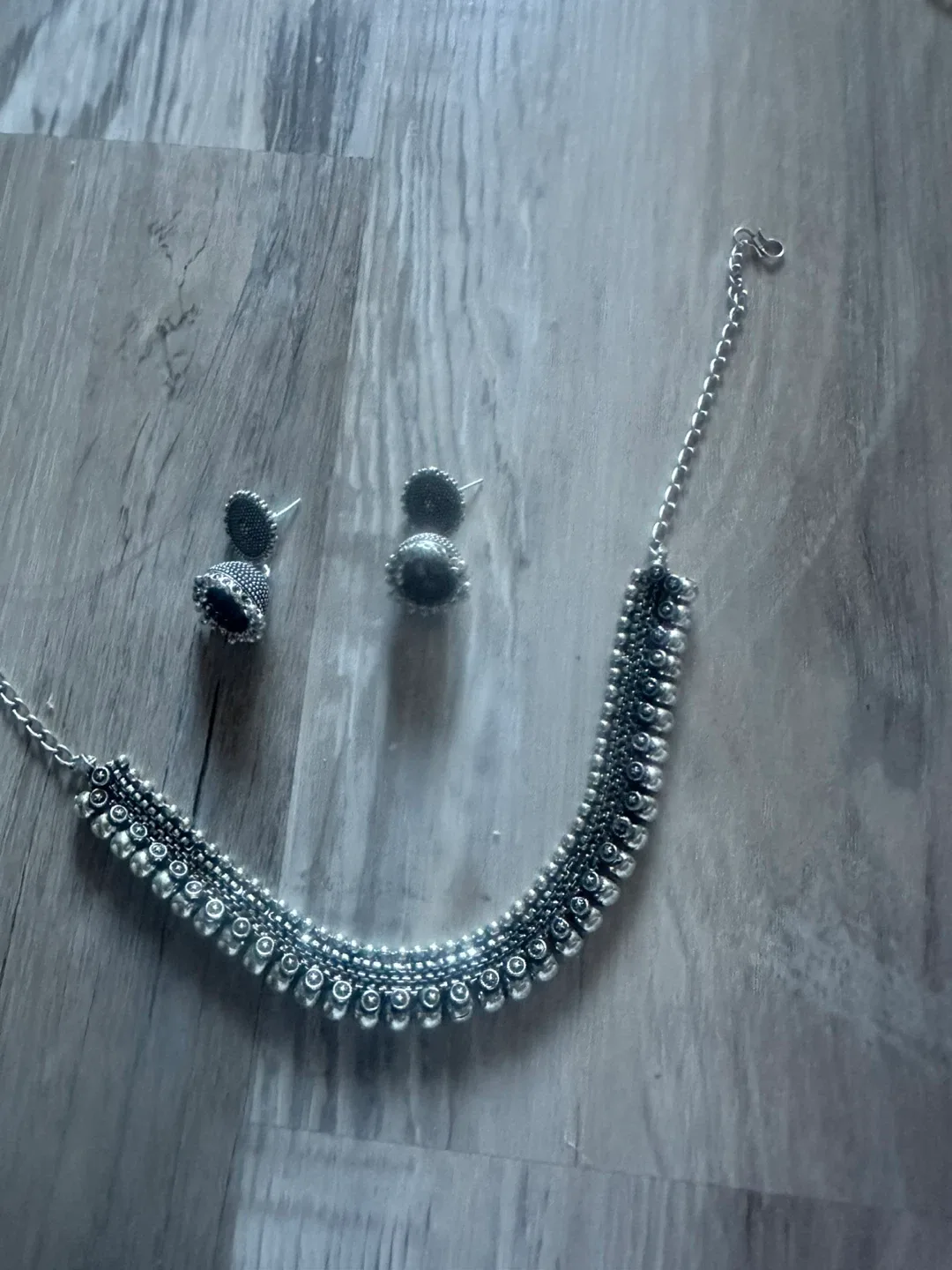 Silver Necklace and Earring Set