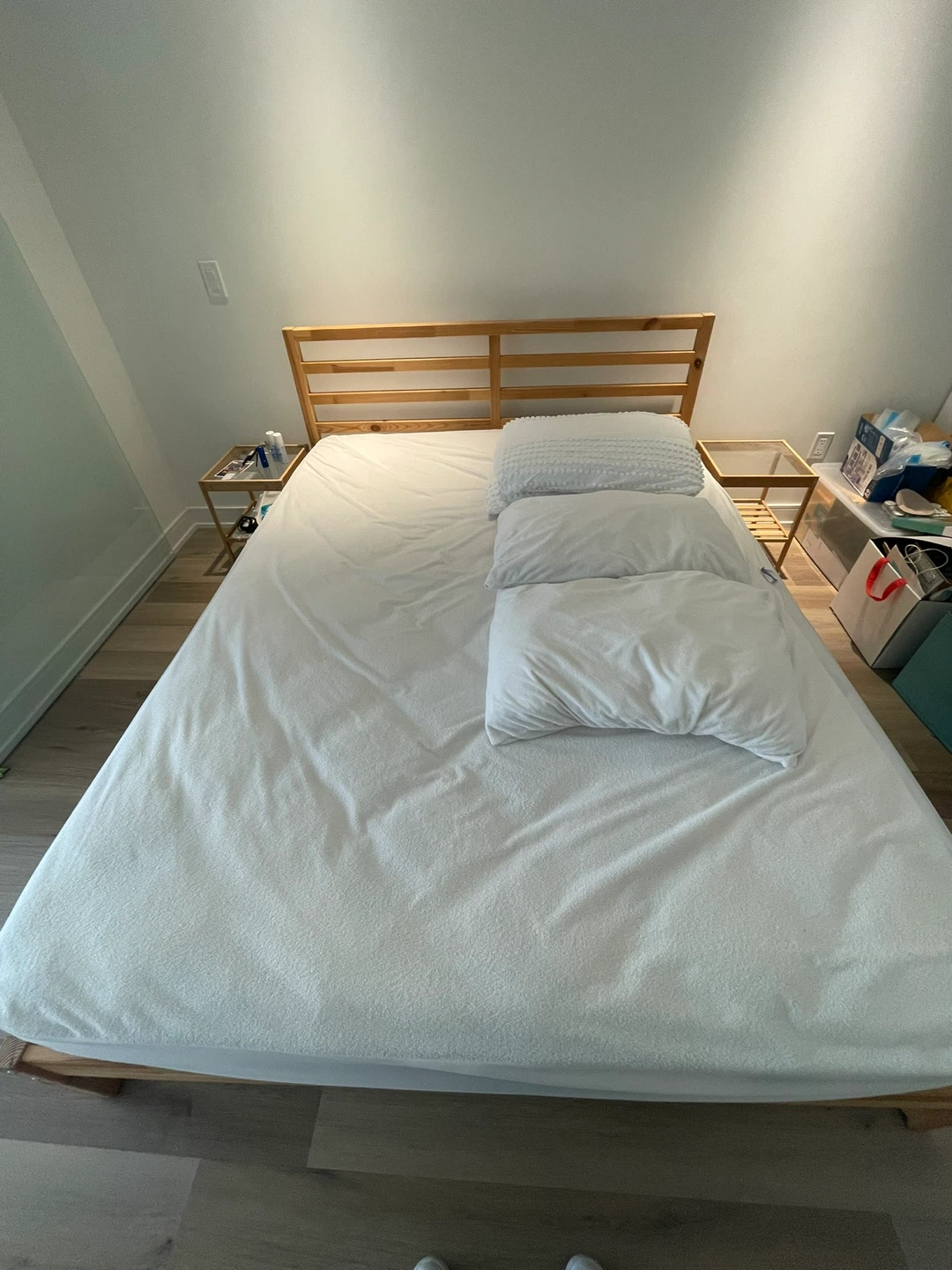 Wooden Bed Frame and two side table - photo 3
