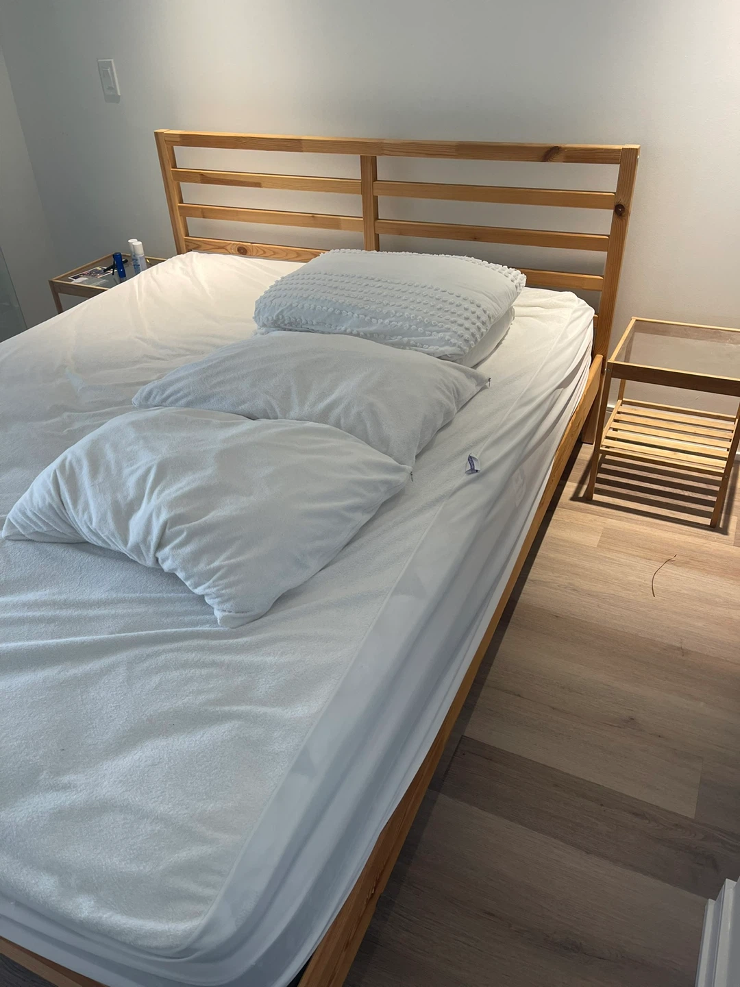 Wooden Bed Frame and two side table - photo 2