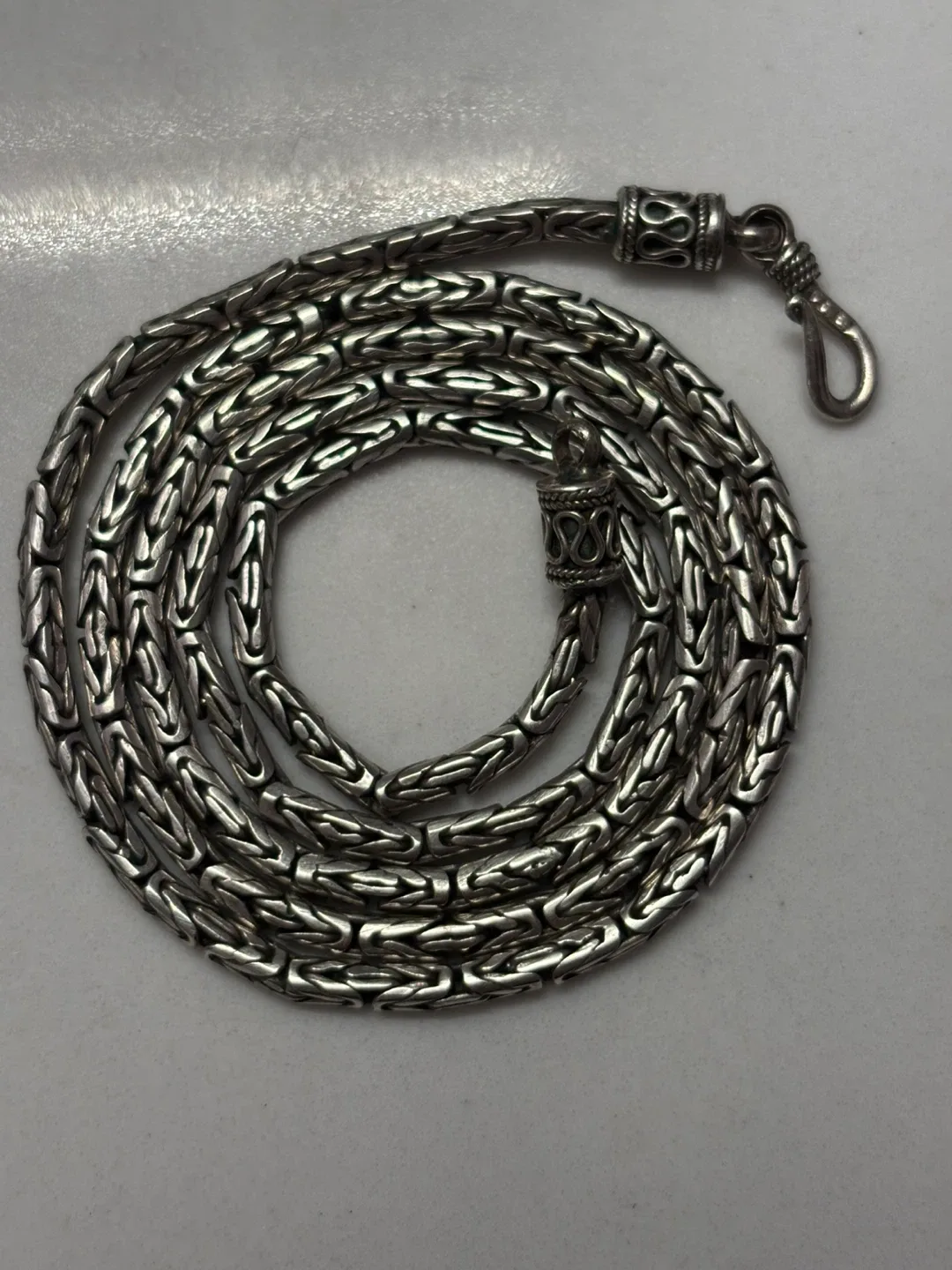 .925 silver 24 inch Byzantine link necklace image indicator(6)