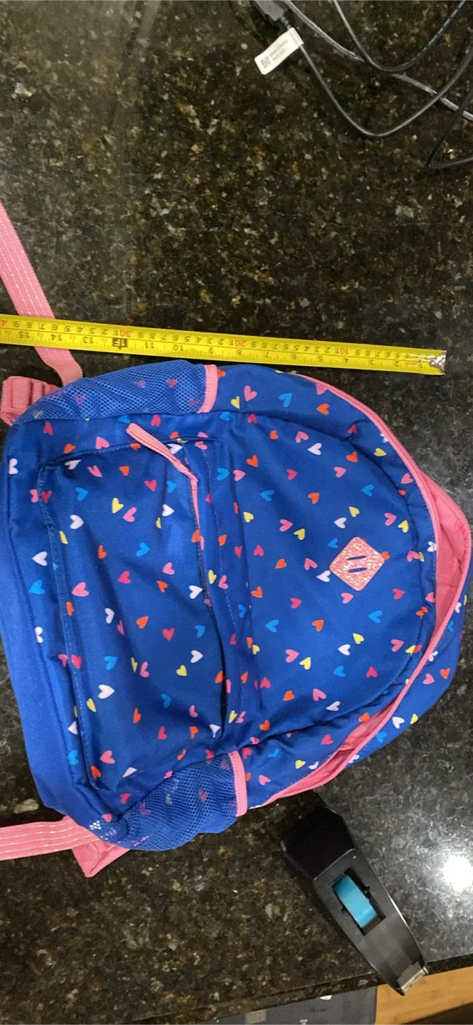 Cat & Jack Kids Backpack - Blue with Hearts thumbnail