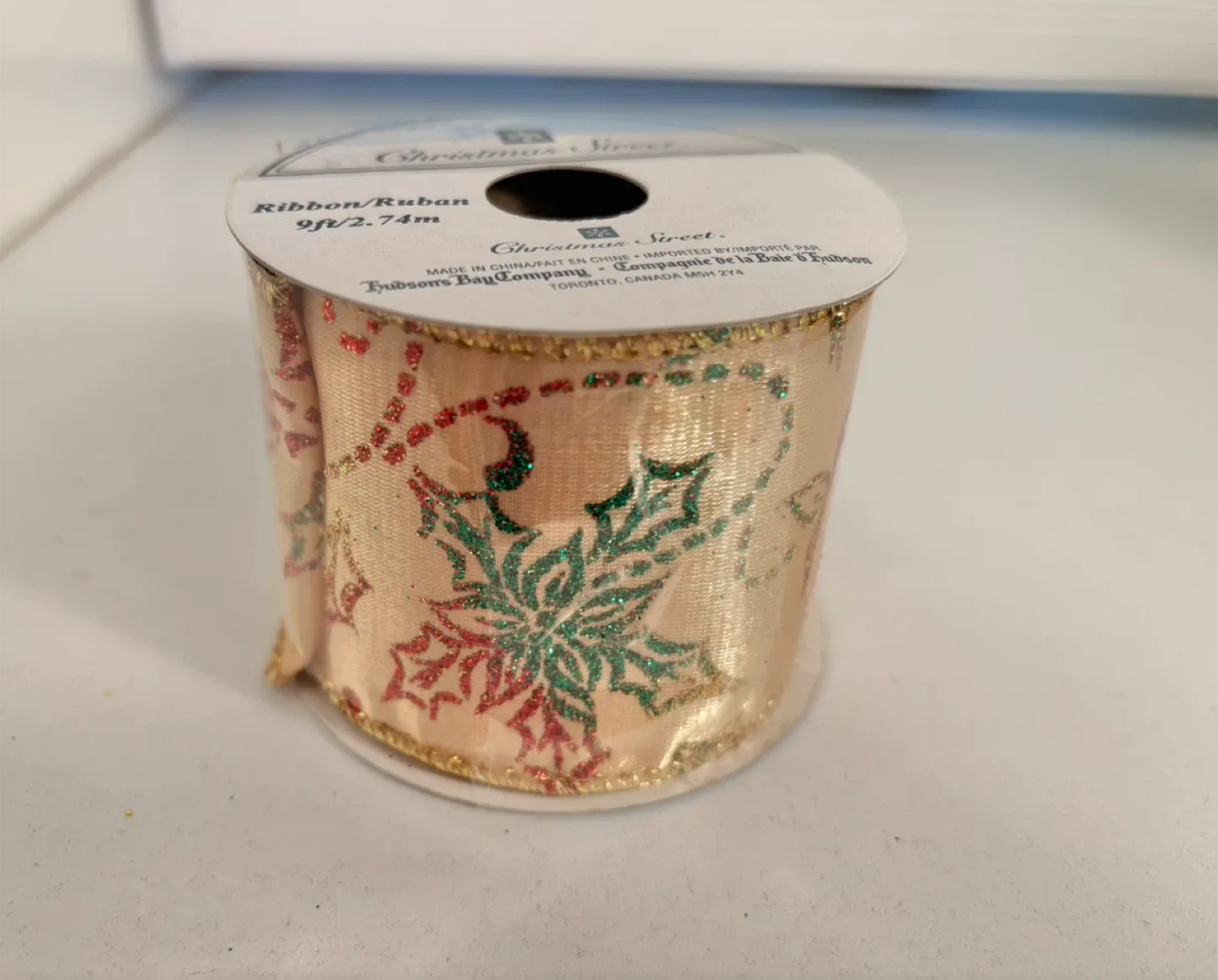 Holiday Ribbon Wide Wire Rolls New except Red Leaves image indicator(5)