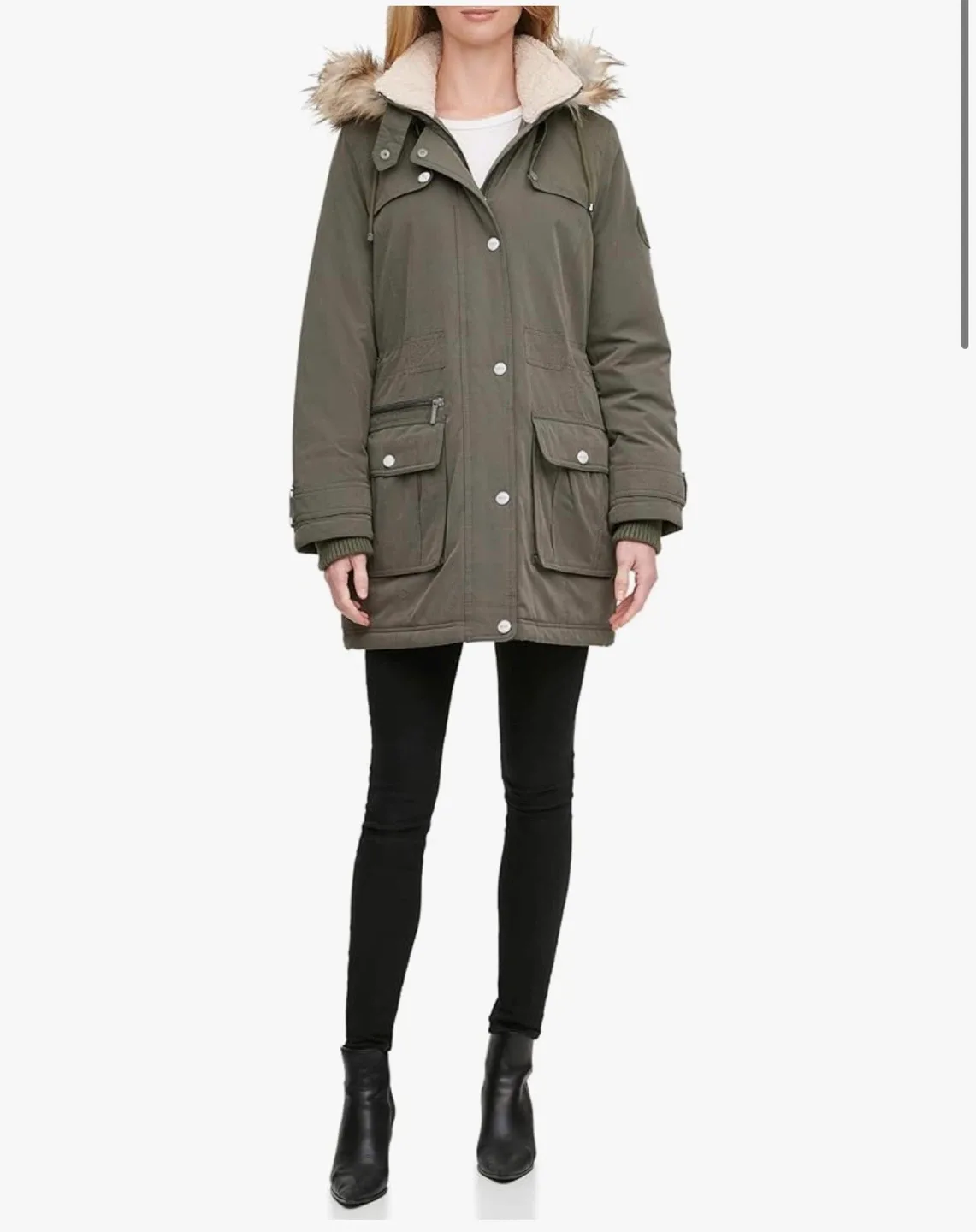 DKNY Women’s Parka w/ Faux Fur Hood image indicator(4)