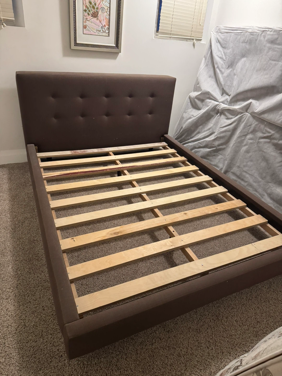 Queen Size Bed Frame including mattress and box spring