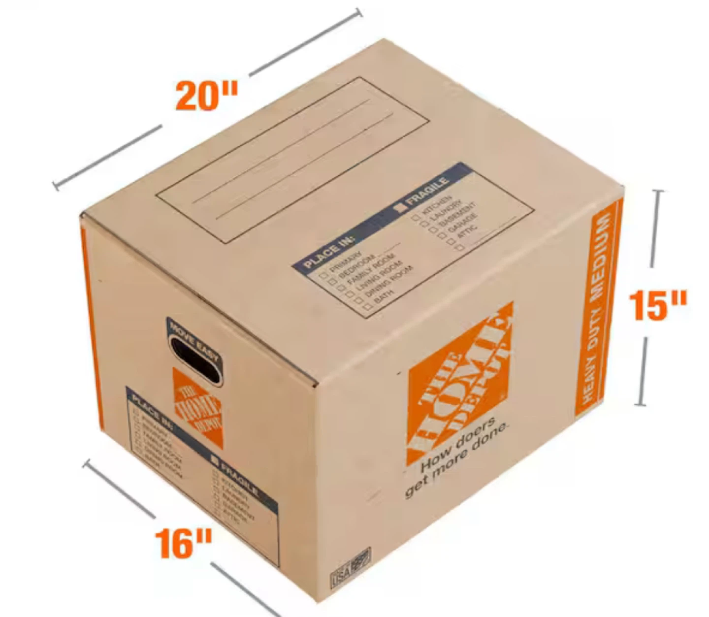 4 counts: 20X16X15 Home Depot Heavy Duty Medium Moving Box - photo 2