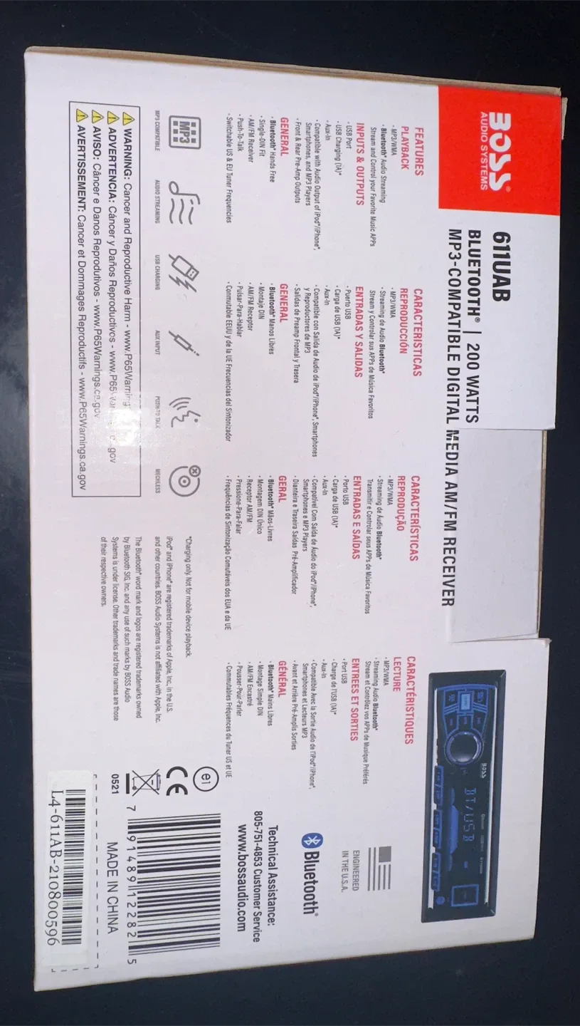 BOSS Audio 611UAB Bluetooth MP3 Car Stereo - New image indicator(2)