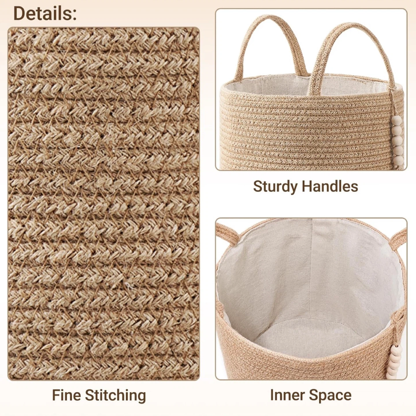 Woven Jute Storage Basket with Handles - photo 2