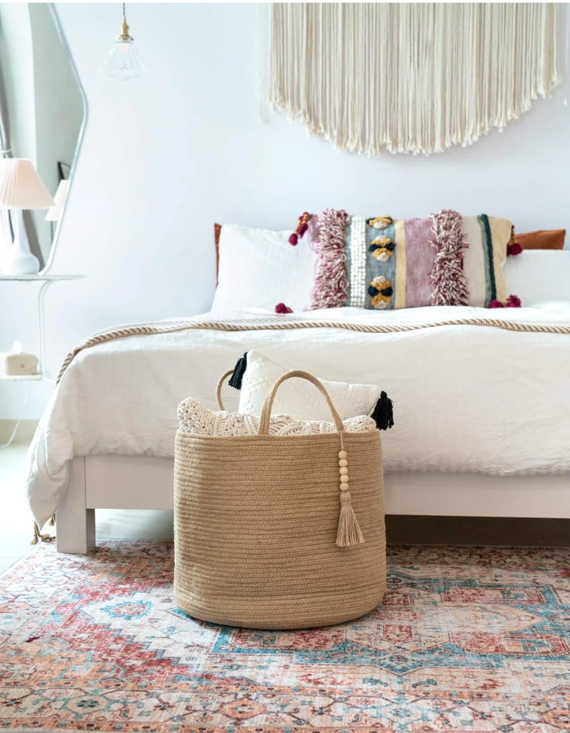 Woven Jute Storage Basket with Handles