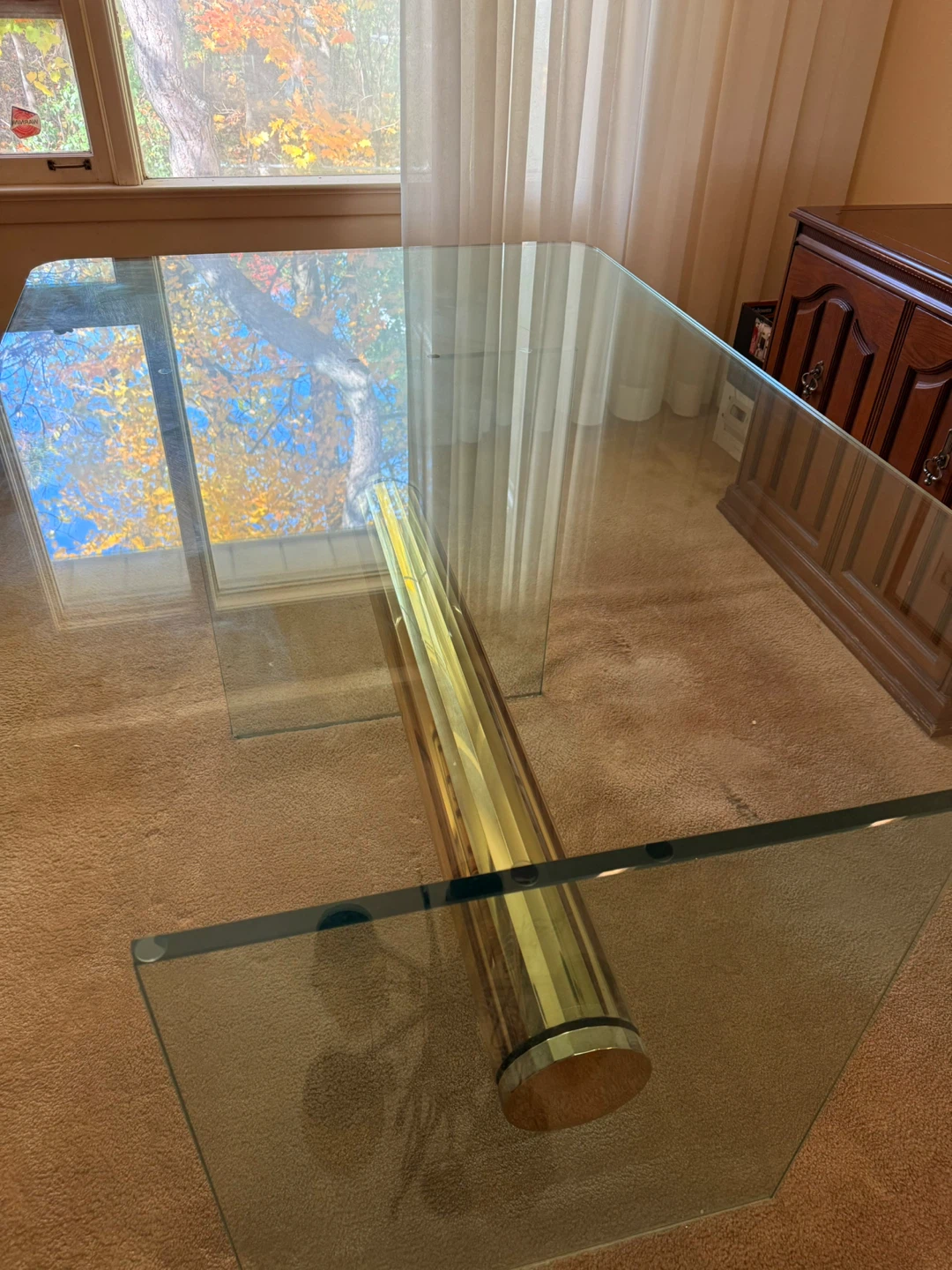 Glass Dining Table with Gold Centre Piece - photo 4
