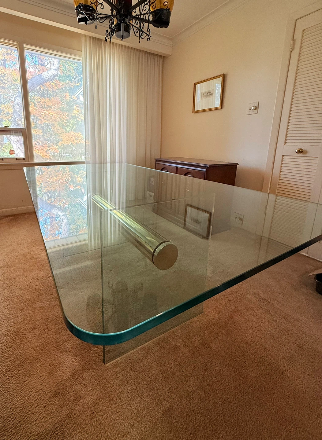 Glass Dining Table with Gold Centre Piece - photo 5