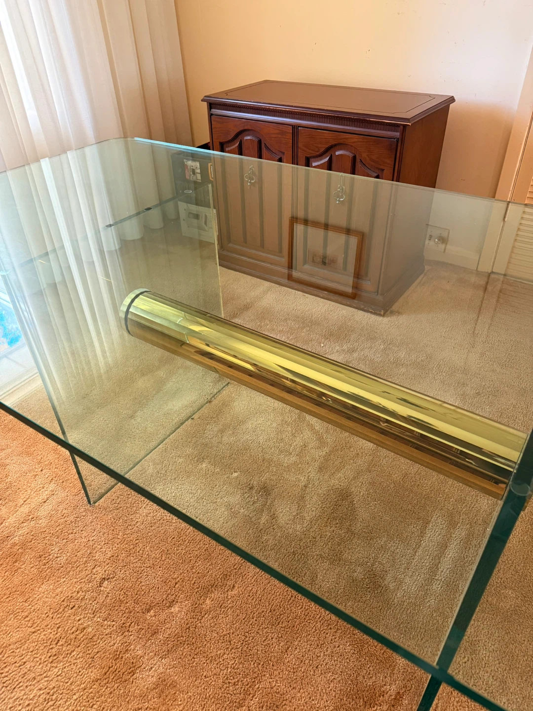 Glass Dining Table with Gold Centre Piece - photo 3