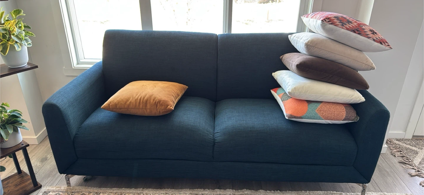 Blue Loveseat Sofa - photo 2