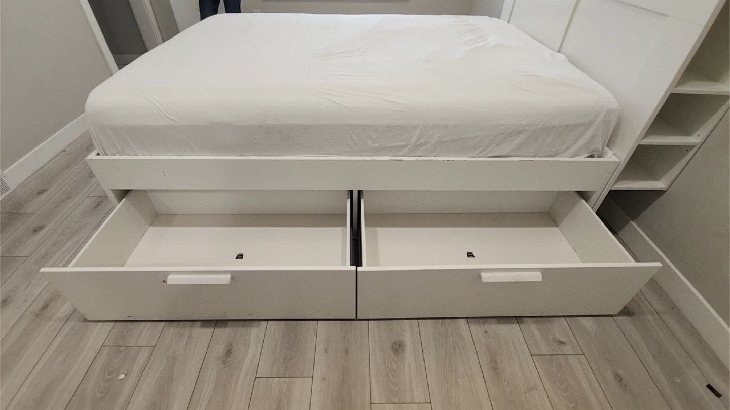 Ikea bed and mattress with great storage in bed and headrest - photo 2