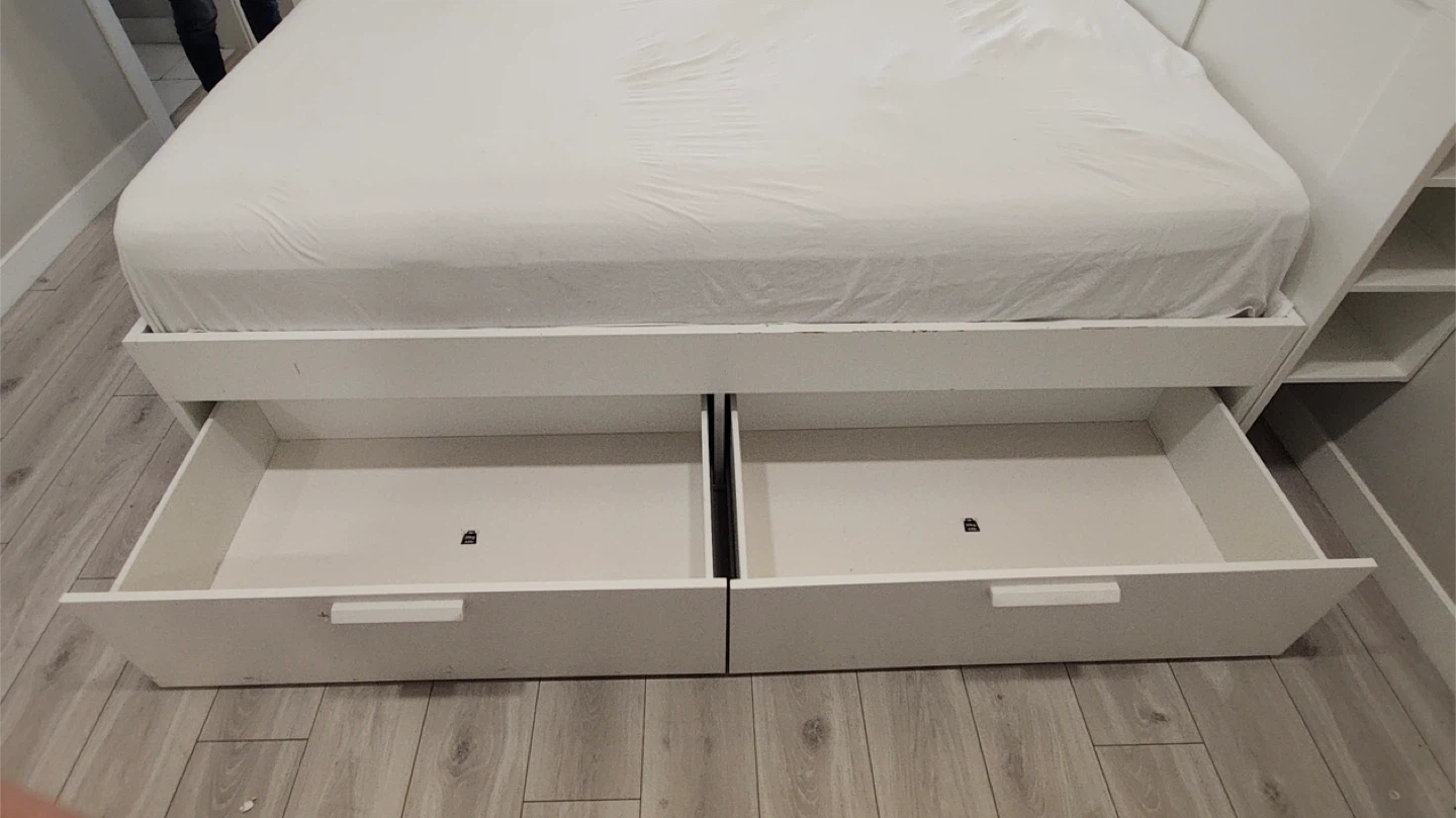 Ikea bed and mattress with great storage in bed and headrest - photo 3