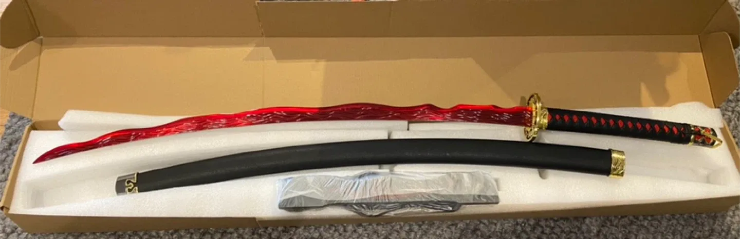 Metal Rivers of Blood Katana Carbon Steel Anime Sword Cosplay image indicator(5)