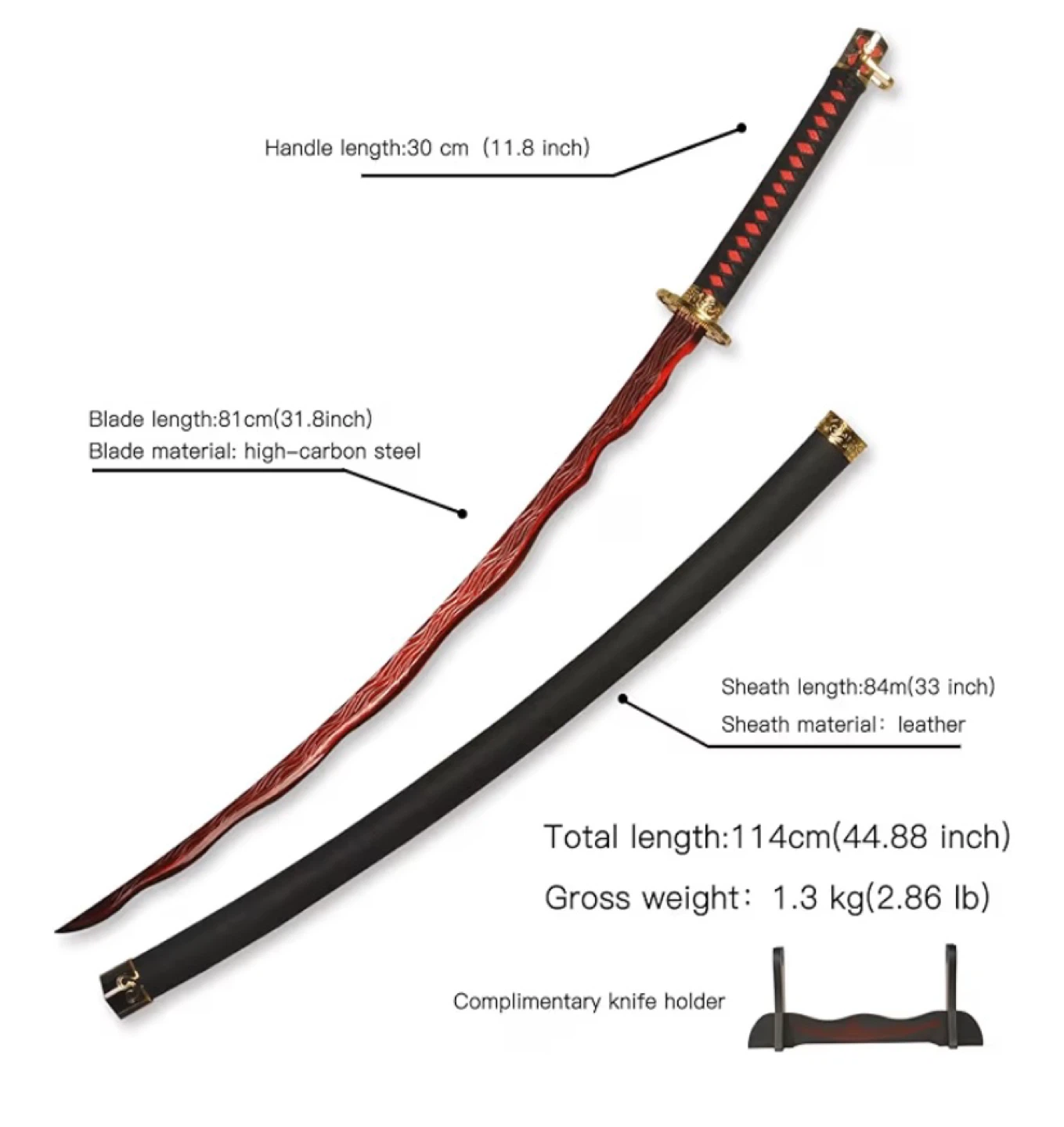 Metal Rivers of Blood Katana Carbon Steel Anime Sword Cosplay - photo 2