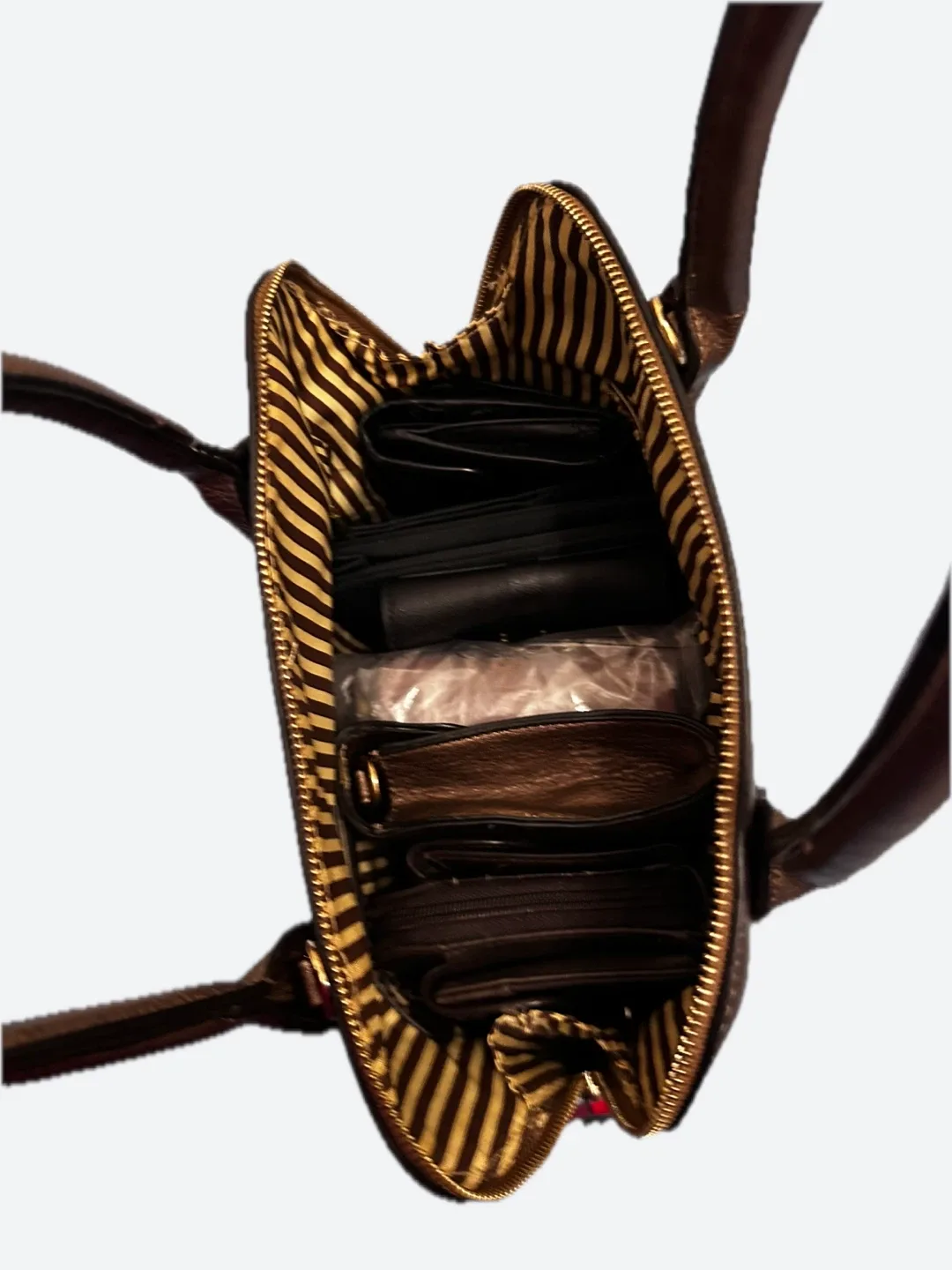 Bronze Handbag with Striped Lining image indicator(2)