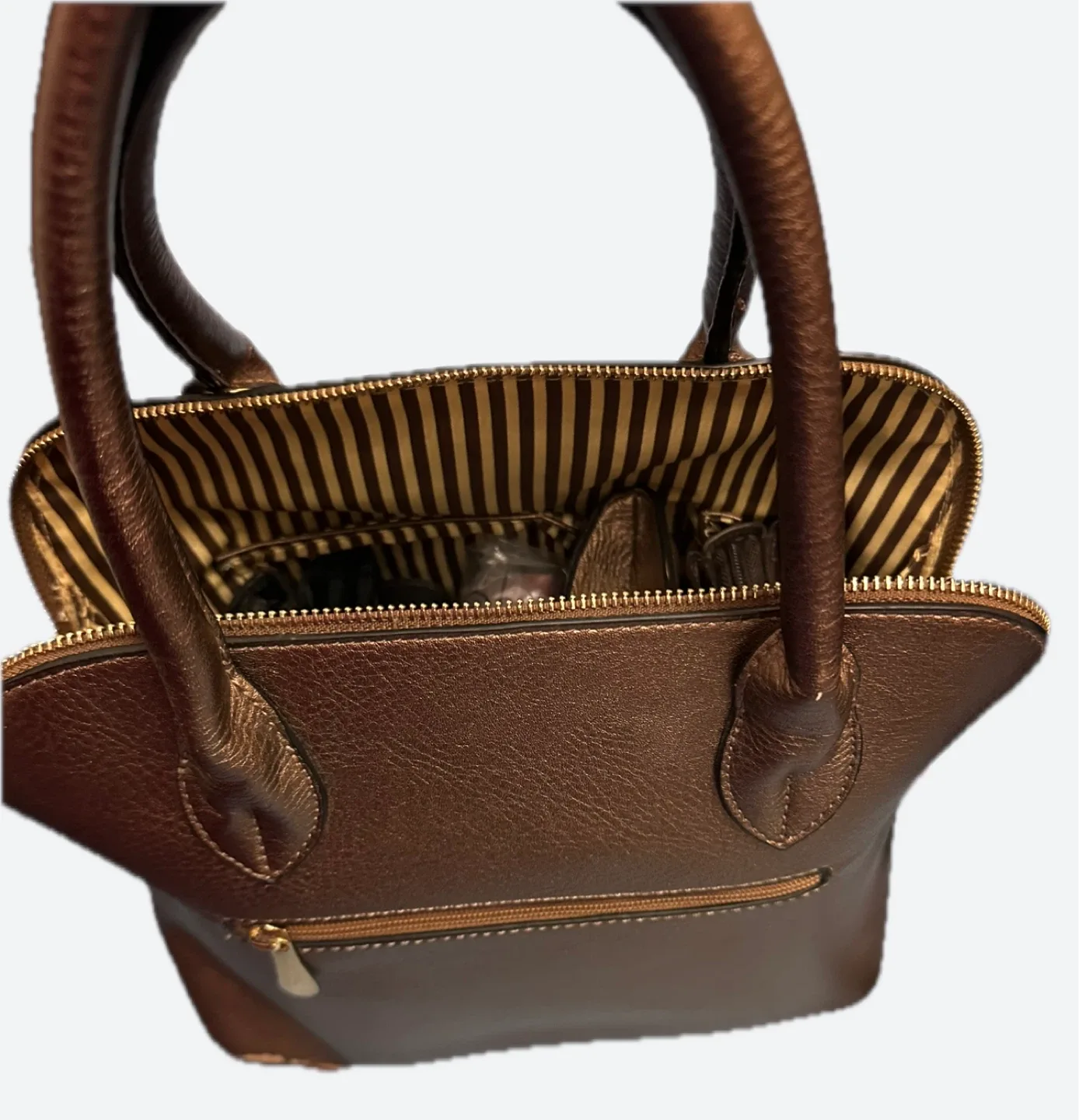 Bronze Handbag with Striped Lining image indicator(3)