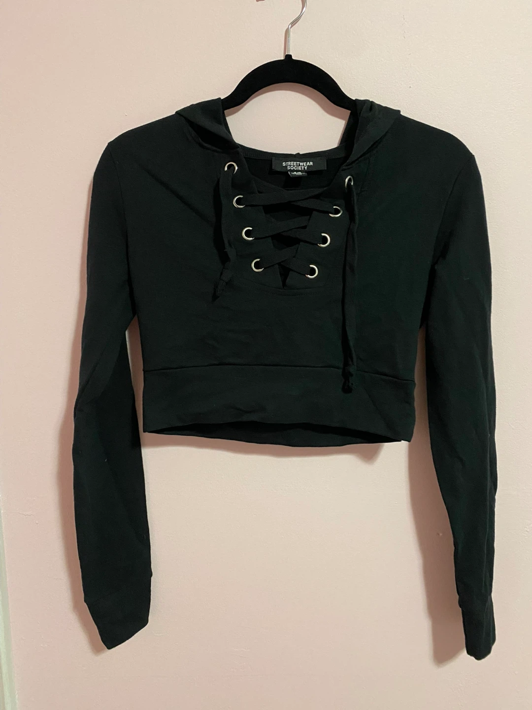 Black Cropped Hoodie