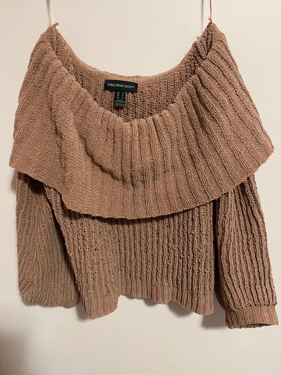 Pink Off-Shoulder Knit Top