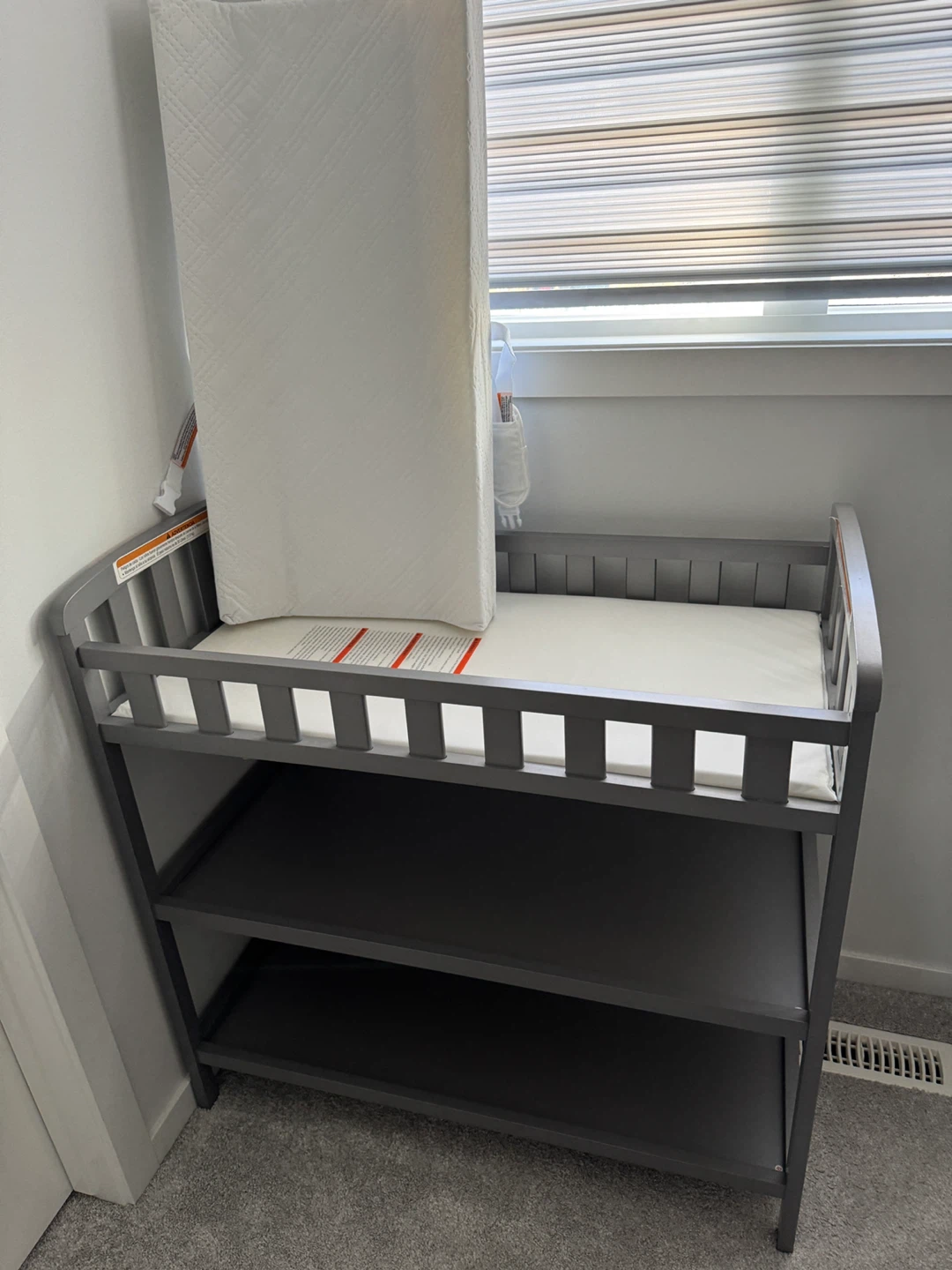 Grey Baby Changing Table with Pad