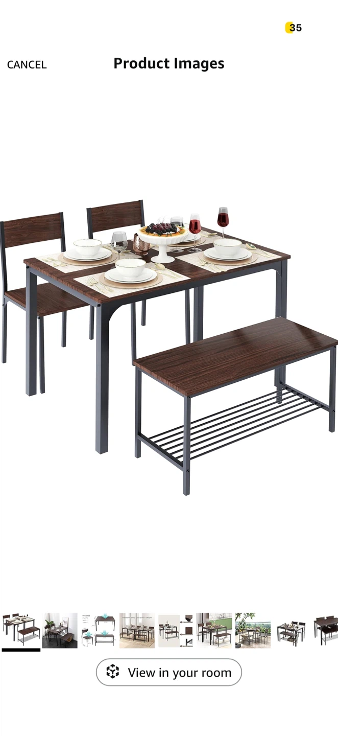 Dining Table Set with Bench & 2 Chairs - photo 2