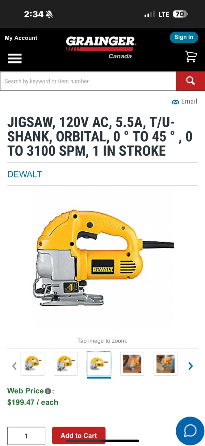 DeWalt Jigsaw 120V AC