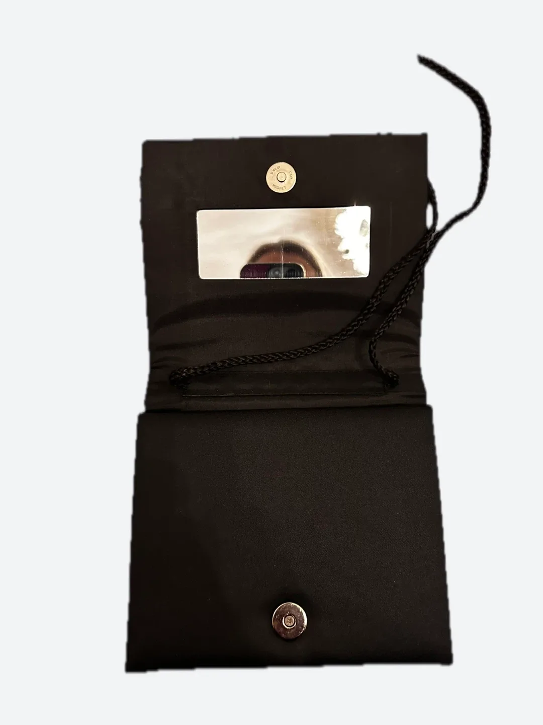 Black Satin Clutch with Floral Detail image indicator(3)