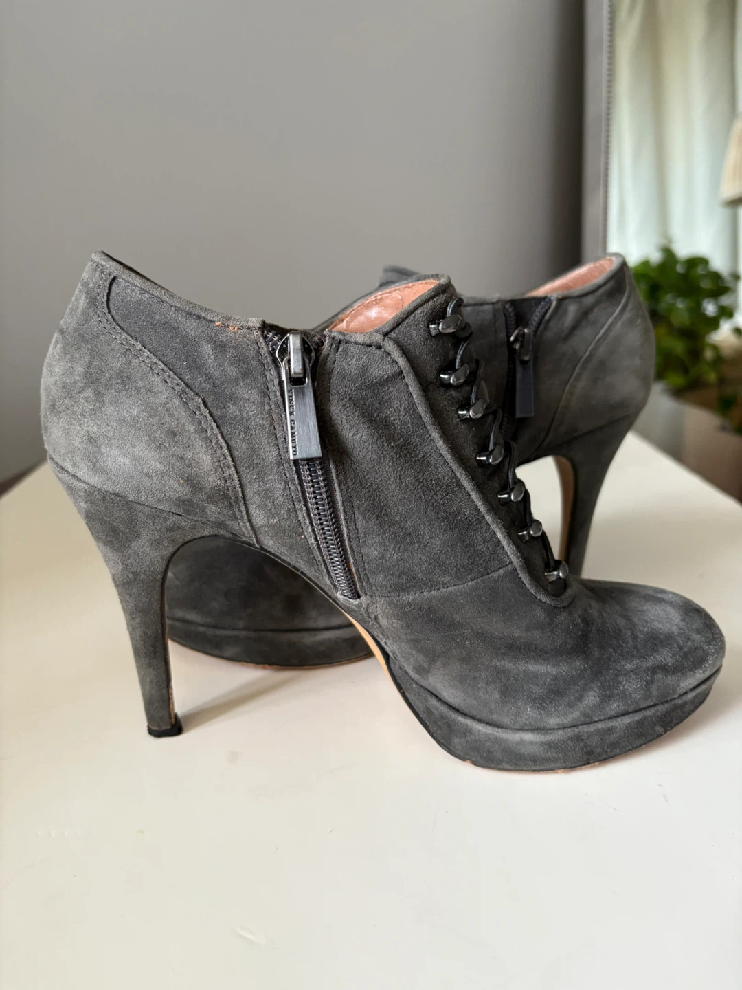 Vince Camuto Elenora Gray Suede Booties - Size 8