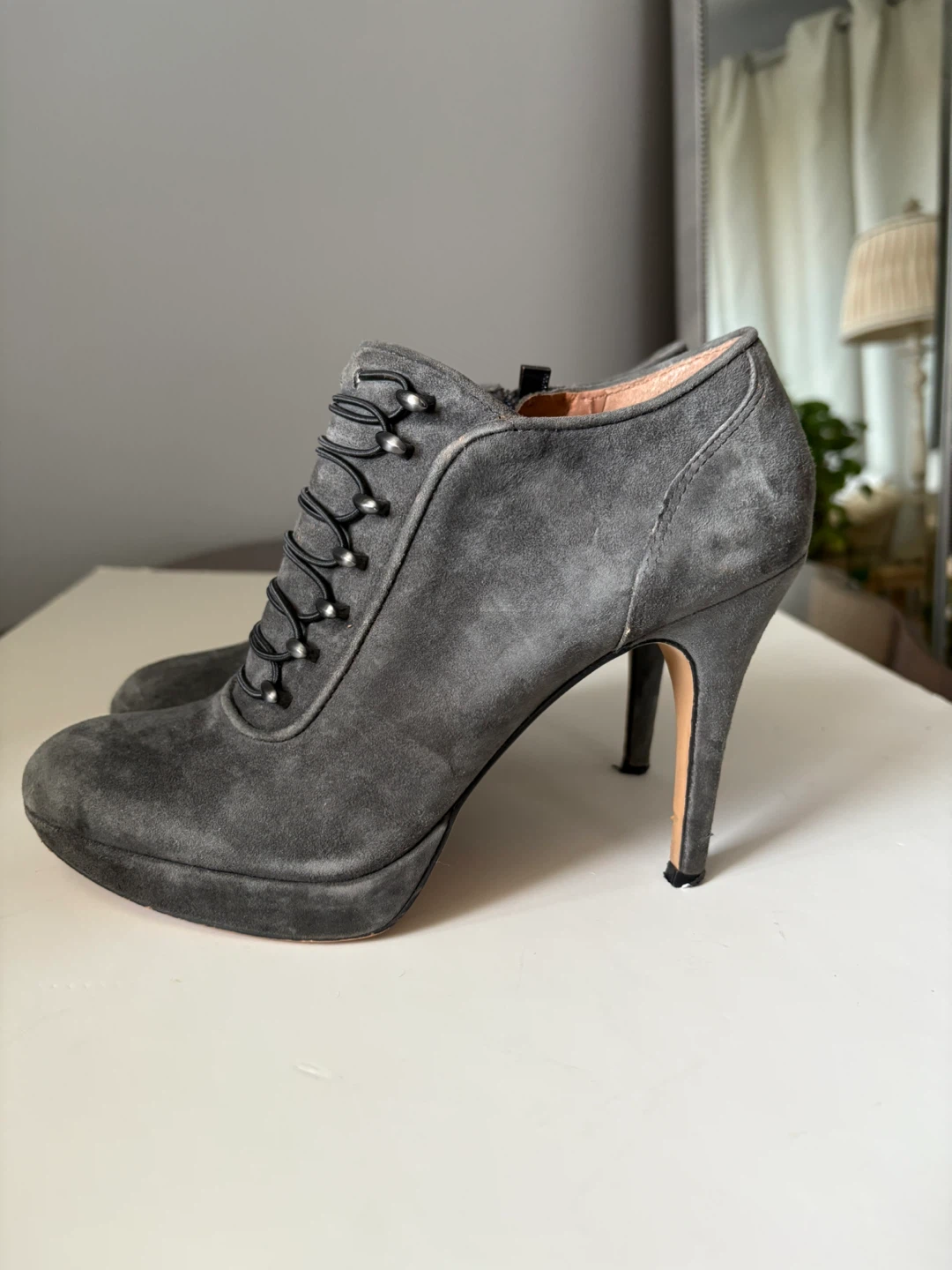 Vince Camuto Elenora Gray Suede Booties - Size 8 - photo 2
