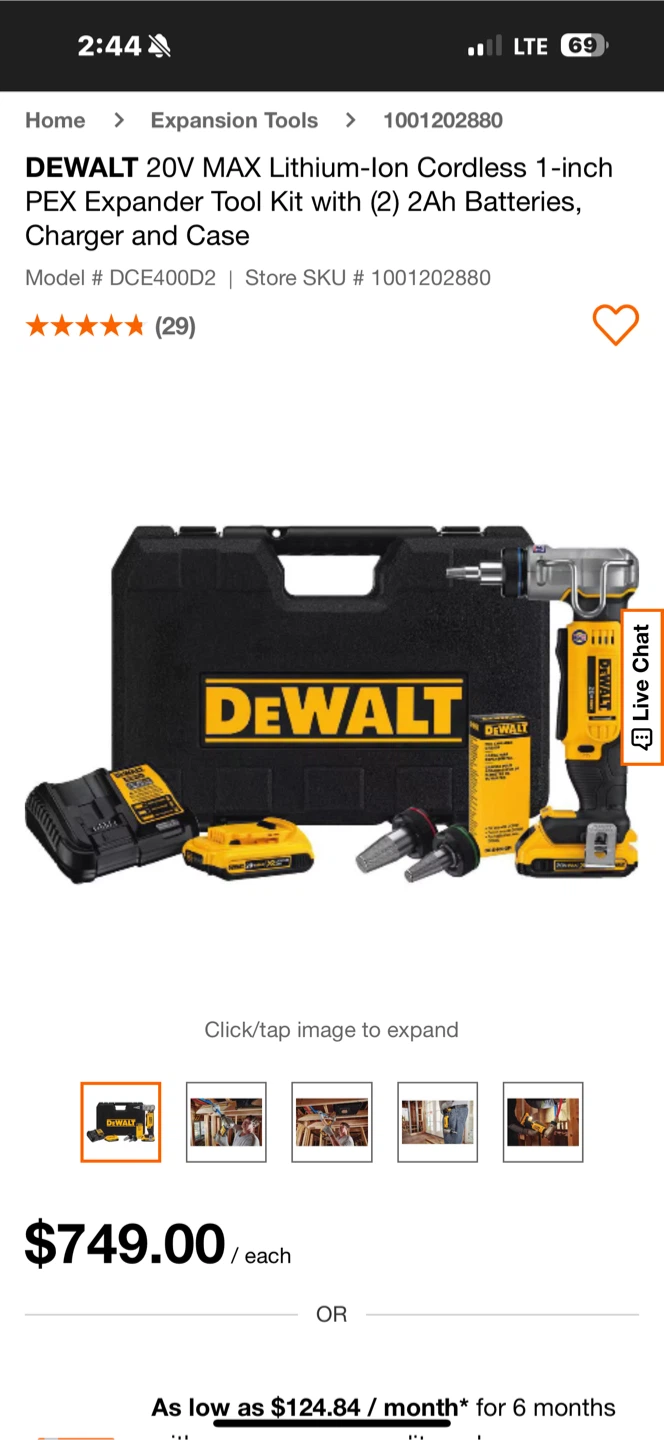 DeWALT 20V MAX Cordless 1-inch PEX Expander Tool Kit