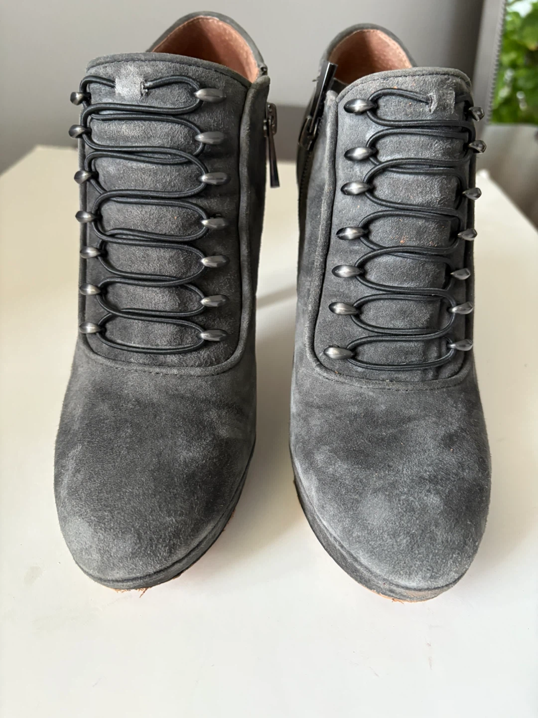 Vince Camuto Elenora Gray Suede Booties - Size 8 - photo 3
