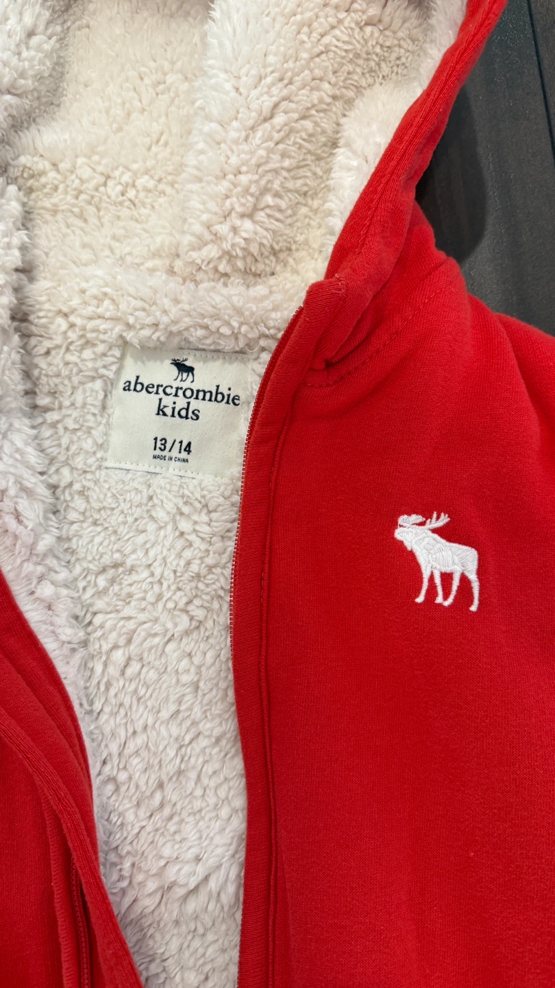 Abercrombie Kids Red Sherpa Lined Hoodie, Size 13/14