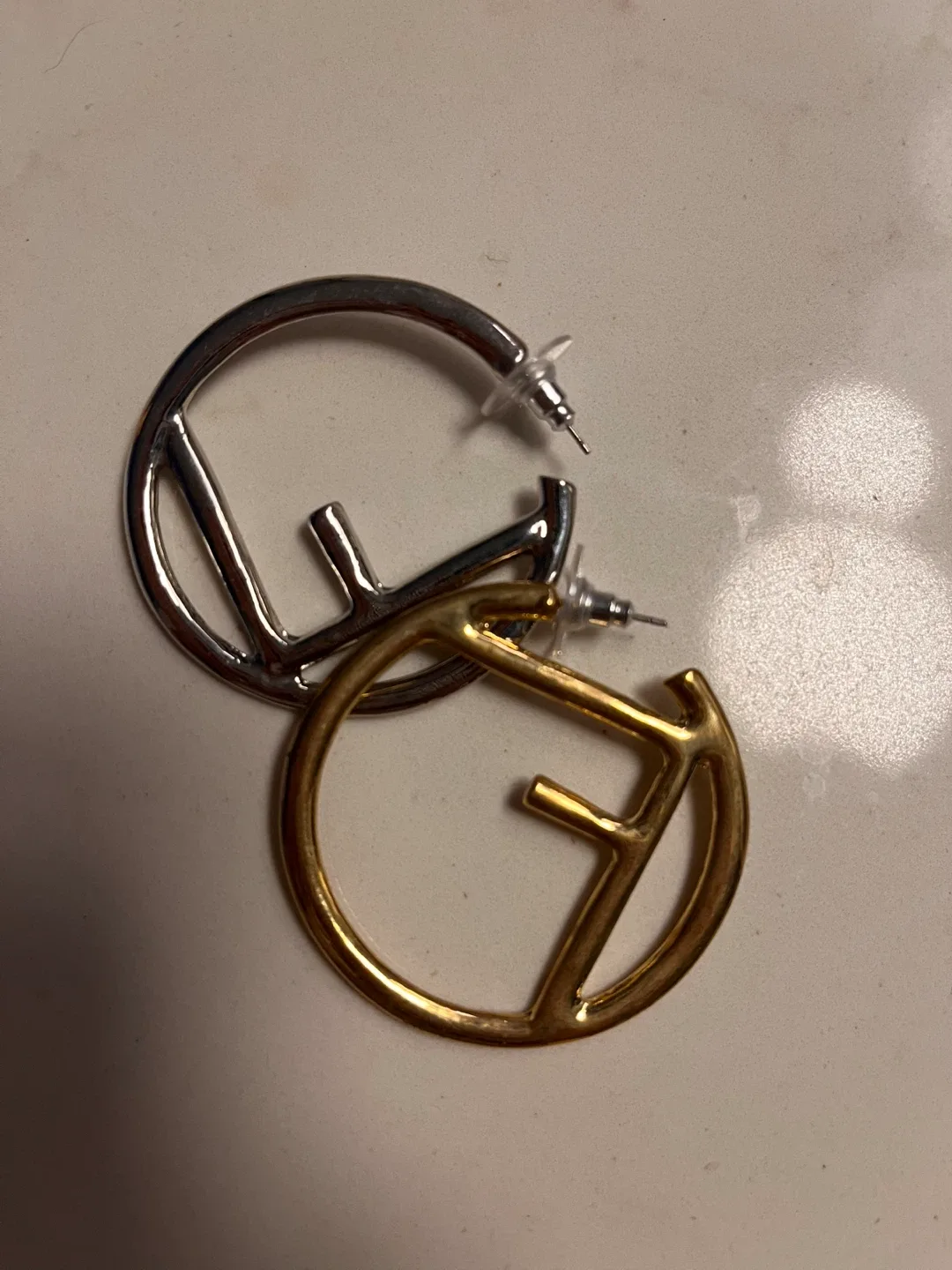 F Hoop Earrings - Gold & Silver Tone image indicator(2)